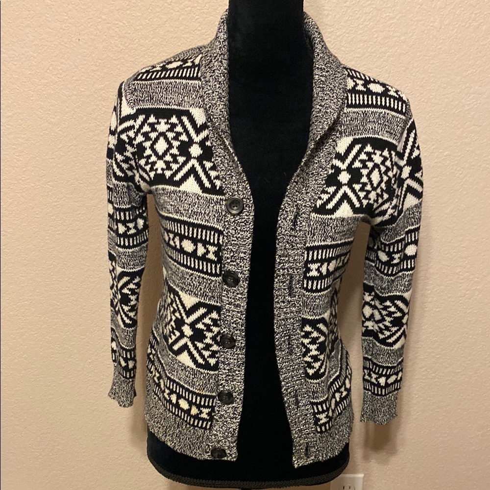 Old Navy Black and White Patterned Cardigan